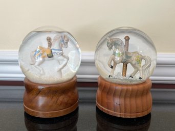 Melodies Carousel Horse Snow Globes - 2 Pieces