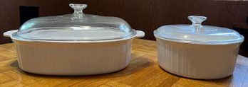 Corning-ware French White Casserole Dishes With Lids - 4 Pieces