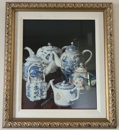 Joyce Galley 1995 Framed Print Of Antique Blue & White China