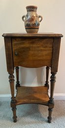 Antique Walnut Tobacco Cabinet With Ashtray Cut Out (vase Included)