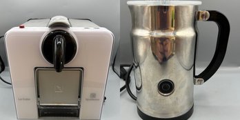 Nespresso Coffee Machine Cube 7480 And Nespresso Aeroccino Milk Frother Stainless Steel