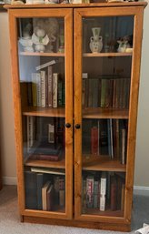 Wood Book Shelf Cabinets With Glass Doors- Pair