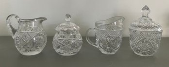 Crystal & Glass Cut Creamer Bowls & Sugar Bowls - 6 Pieces