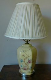 Mid Century Floral Chinoiserie Glass Table Lamp