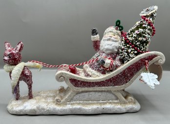 Santa Sleigh With Reindeer Figure