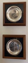 Solid Sterling Silver Franklin Mint Mother's Day Plates By Irene Spencer Framed Shadow Boxes - 2 Pieces