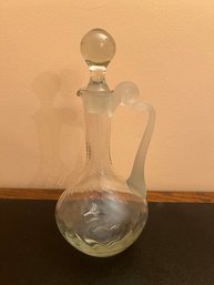 Bohemian Glass Swirl Pattern Decanter With Frosted Handle And Ball Stopper