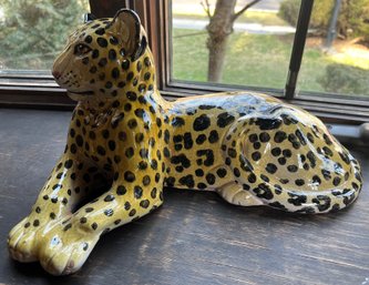 Italian Ceramic Leopard Statue