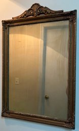 Antique Wood Framed Ornate Mirror With Foxing