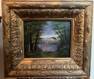 Oil On Canvas In Antique Wood Frame