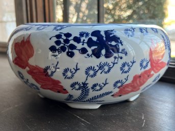 Asian Koi Fish Ceramic Bowl  Hand Painted