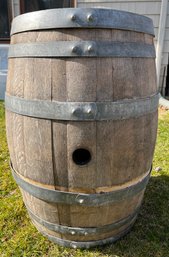 American Oak Wine Barrel With Cart