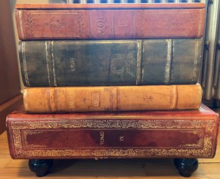 Leather Wrapped Stacked Book End Table