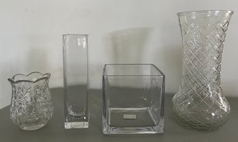 Assorted Glasses Vases - 4 Piece Lot