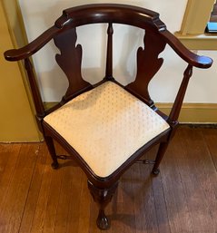 Carved Mahogany Wood Corner Chair