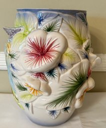 Alcobaca Large Hand Painted Ceramic Vase, Made In Portugal