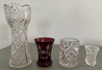 Assorted Crystal Vase Lot - 4 Pieces