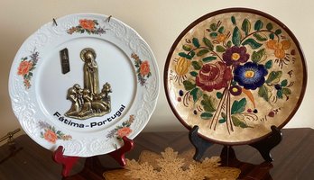 Fatima Portugal Bone China Plate & Orvieto Italian Hand Made Plate - 2 Pieces