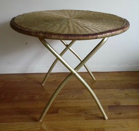 Mid Century Wicker & Aluminum Patio Table