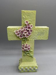 Direct International Cross, 'joy' Floral Resin Figurine