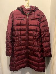 Lands End Quilted Down Puffer Parka With Hood Size Medium