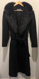 Bromley Collection Mink Collar Wool Coat Size 10