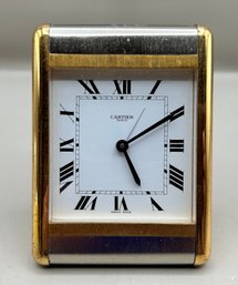 Cartier Paris Quartz Tank Gold And Silver Tone Desk/travel Alarm Clock