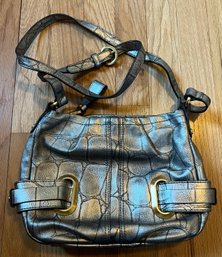 B Makowsky Pebbled Grey Crossbody Bag