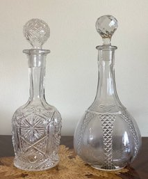 Imperial Glass Cut Decanter & EAPG Blown Glass Decanter - 2 Pieces