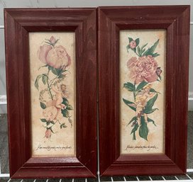 Roses & Peonies Cherub Framed Wall Art- 2 Pieces