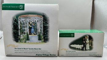 Dept. 56 Alpine Village Series The Sound Of Music Gazebo Music Box And Here Comes The Bride With Boxes