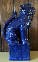 Blue Ceramic Foo Dog Statue