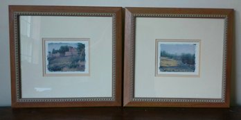 Watercolor Countryside Prints Framed - 2 Pieces