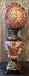 Hand Painted Pink Gone With The Wind Style Cherub Lamp