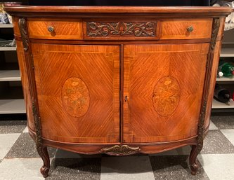 French Louis XV Style Marquetry Fruitwood Demilume Console