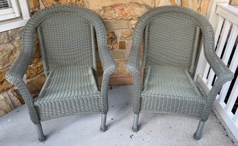 Resin Wicker Patio Chairs W Cushions - 2 Piece Lot