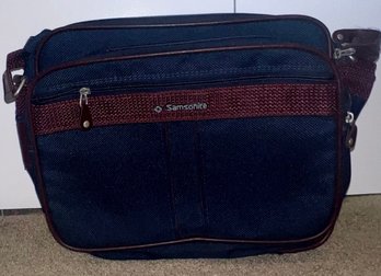 Samsonite Silhouette 4 Navy Tweed Burgundy Travel Shoulder Bag Carry On