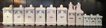 Dutch Style Ceramic Blue & White Canister Set- 11 Pieces