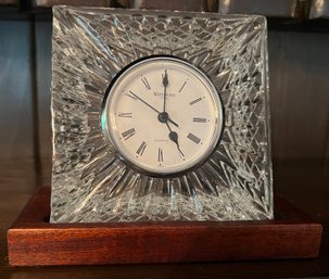 Waterford Crystal Olive Clock With Mahogany Stand