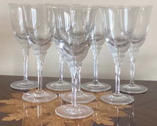 Hanae Mori Franklin Mint Frosted Butterfly Crystal Wine Glasses - 8 Pieces