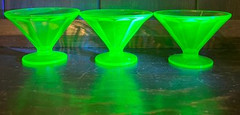 Uranium Glass Sherbet Dishes- 3 Pieces