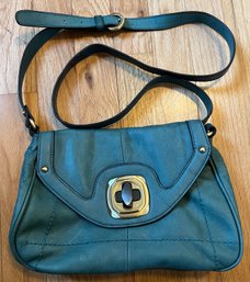 B Makowsky Teal Leather Shoulder Bag