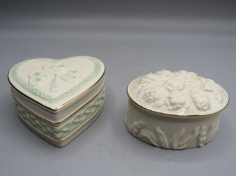 Lenox Porcelain  Irish Blessings Heart Box & Tulip Covered Box - Lot Of 2 In Original Boxes -new