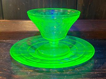 Uranium Glass Cup And Saucer- 2 Pieces