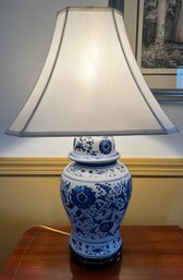 Chinoiserie Blue & White Floral Ceramic Table Lamp