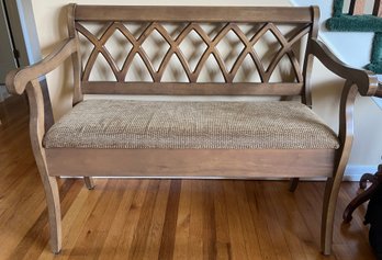 Upholstered Oak Stained Entryway Bench