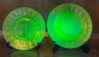 Uranium Glass Salad Plates- 2 Pieces