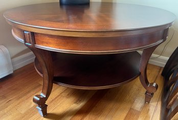 Large Round Wood Cocktail Coffee Table