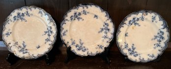 Royal Vitreous John Maddock And Sons Flow Blue Plates- 3 Pieces