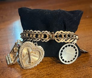 Vintage 14k Gold Charm Bracelet, 6 Charms 54.6g